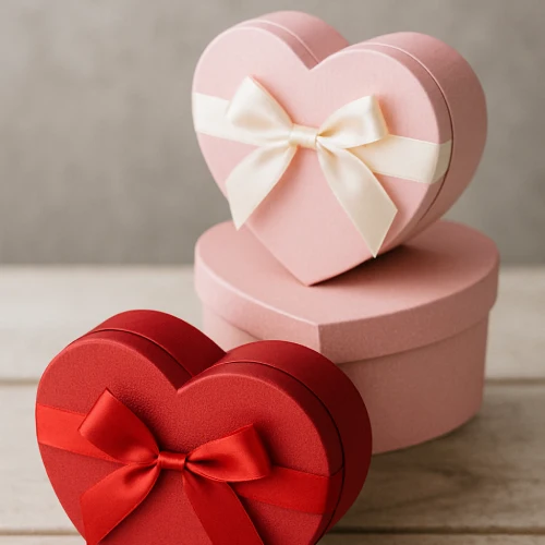 Подарочные коробки в форме сердца с лентами
